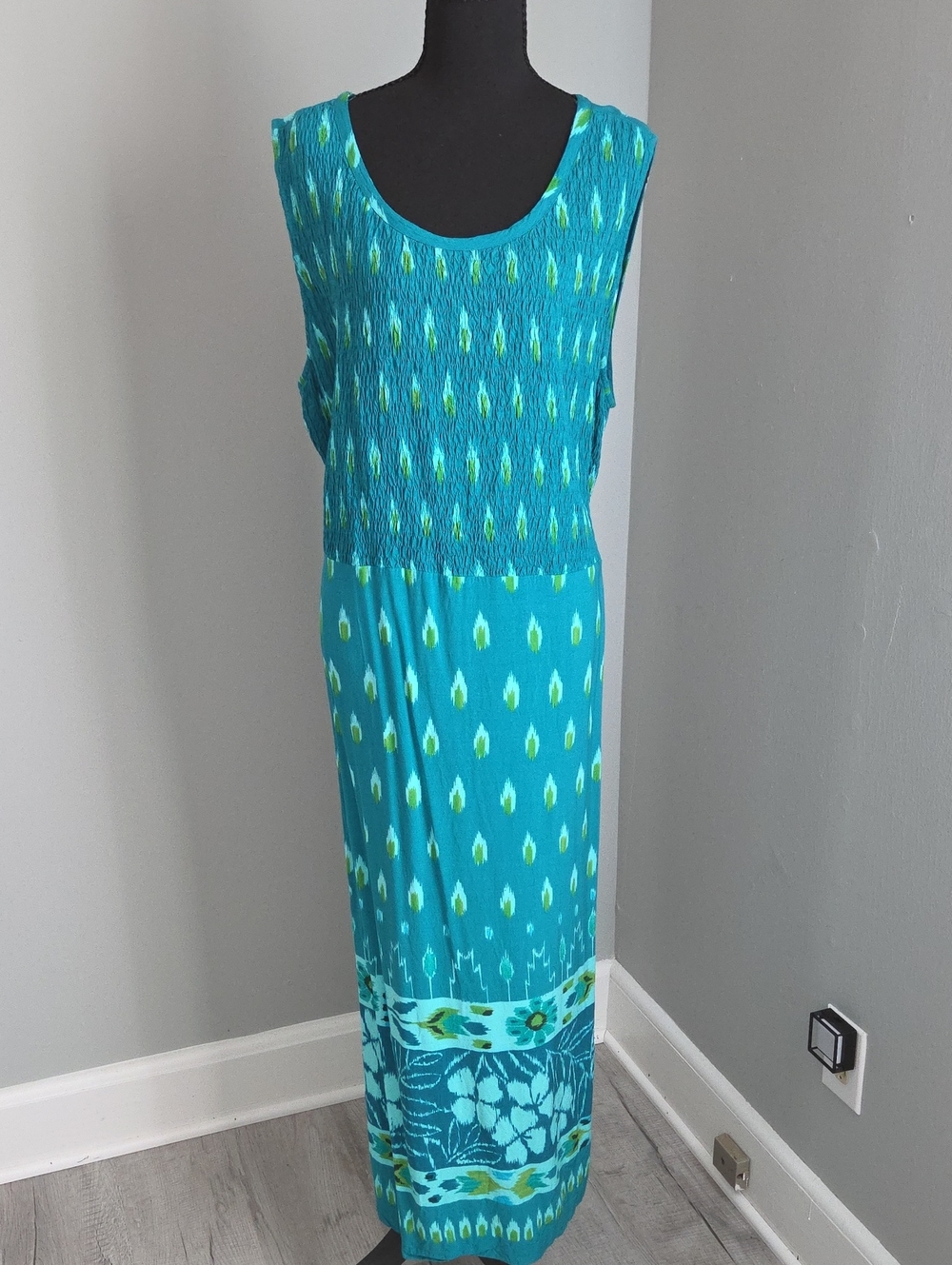 R&K Teal Patterned Sleeveless Maxi Dress 20W
